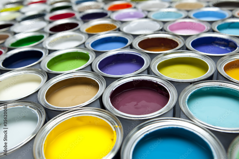 Colourful paint pots - obrazy, fototapety, plakaty 