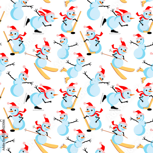 Snowman seamless pattern