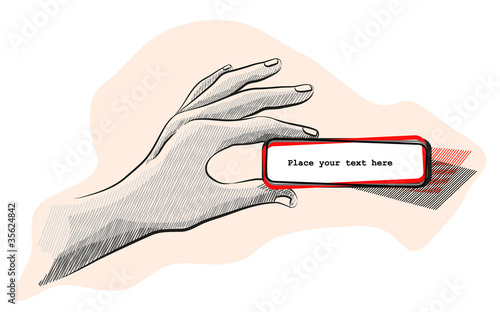 A sketch of a hand with Business card