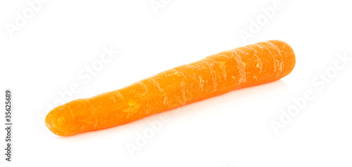 one fresh carrot over white background