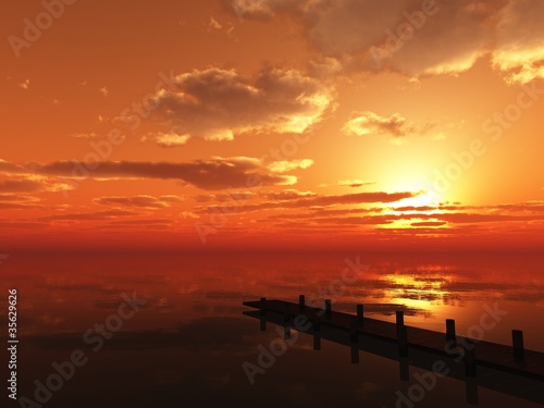 Sunset over fishing platform © Lynne Nicholson