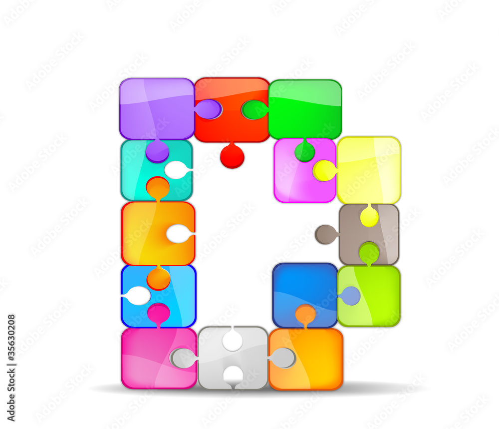 Letter D with colorful puzzle Letter D with colorful puzzle