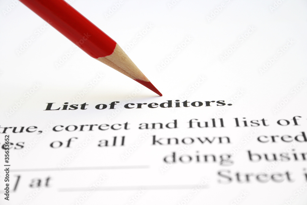 List of creditors List of creditors