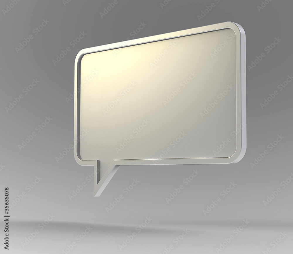 Fototapeta premium White 3d speech bubble floating in air on a grey background