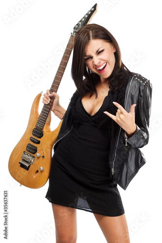 Sexy lady with a guitar