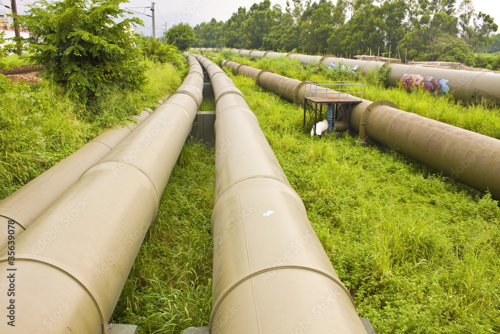 Industrial pipelines on the ground Industrial pipelines on the ground