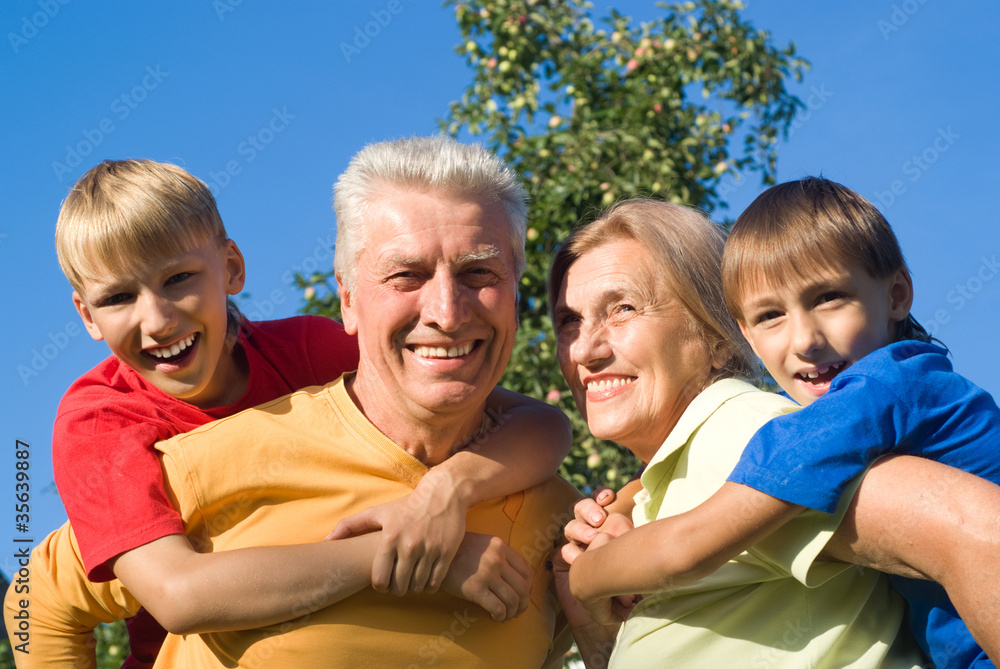 Fototapeta premium boys and grandparents