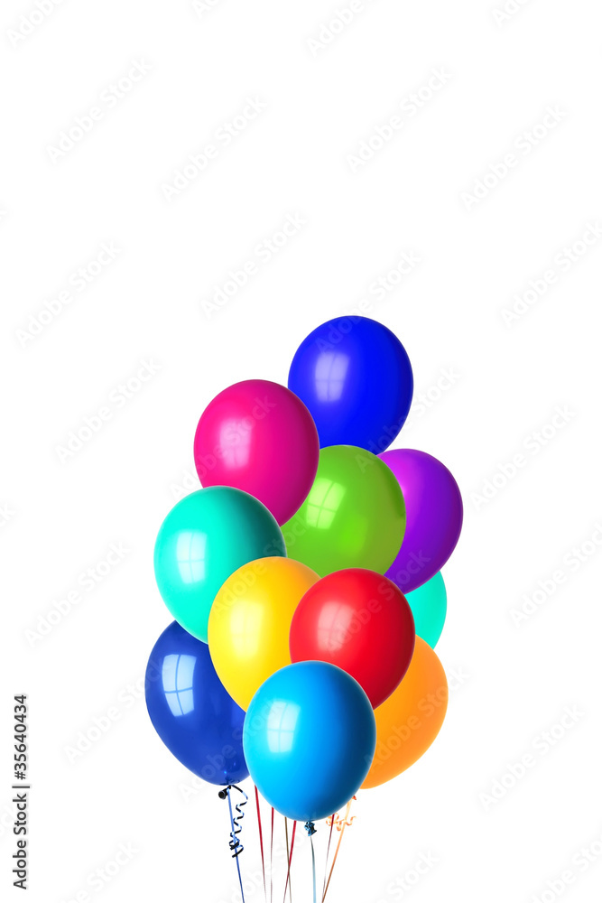 bunch of happy flying balls isolated on white background bunch of happy flying balls isolated on white background