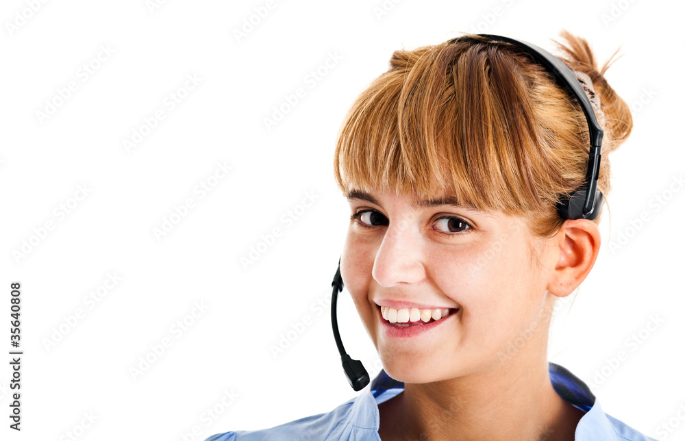 Call center girl isolated on white Call center girl isolated on white
