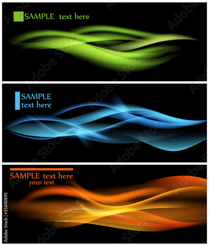 Shiny color waves over dark vector backgrounds