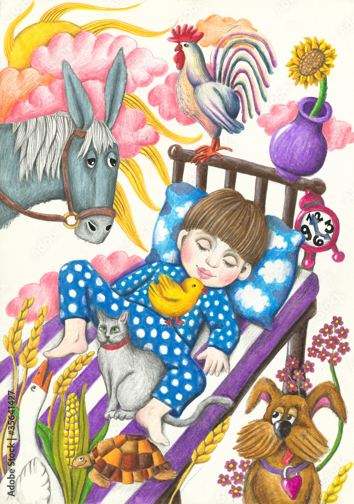 Fototapeta premium Little cute boy dreaming