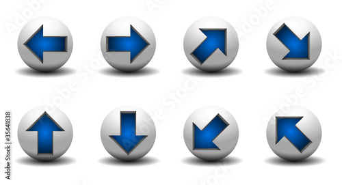 3D Kugel  Pfeile blau