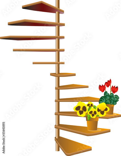 spiral staircase with flower pot
