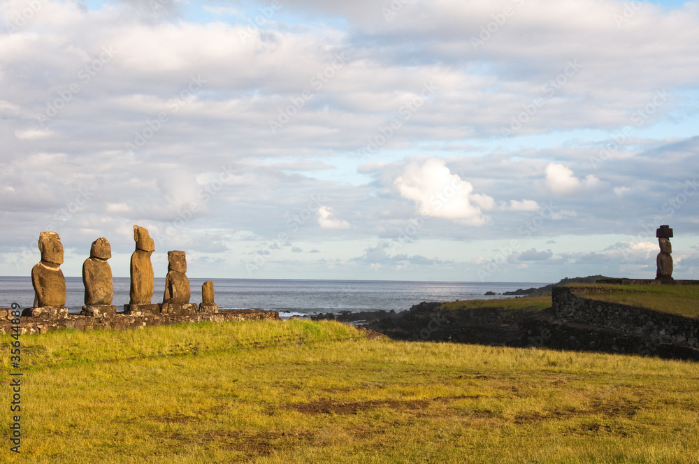 Moais in Tahai, Easter island (Chile)