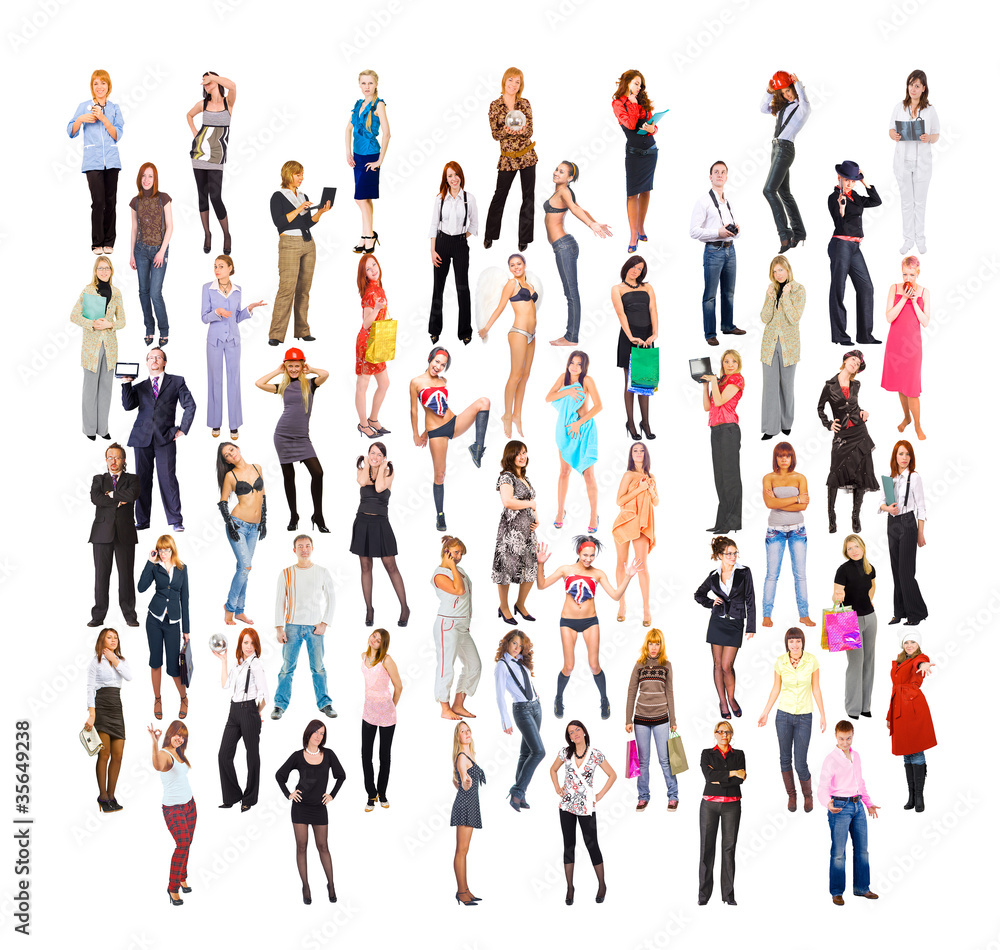 Isolated Business Men and Women Multitude Isolated Business Men and Women Multitude