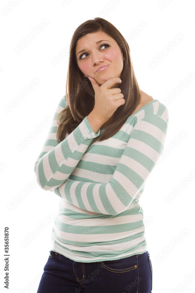Contemplative Ethnic Female with Hand on Chin Contemplative Ethnic Female with Hand on Chin
