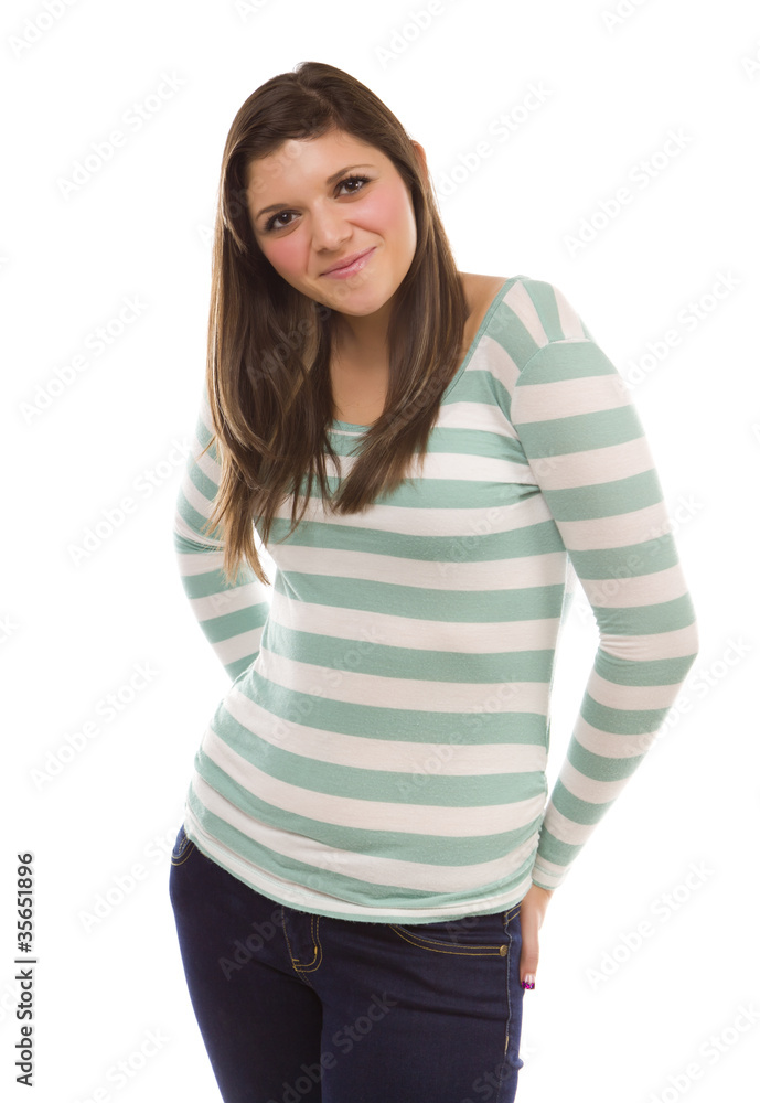 Pretty Smiling Ethnic Female Portrait on White Pretty Smiling Ethnic Female Portrait on White