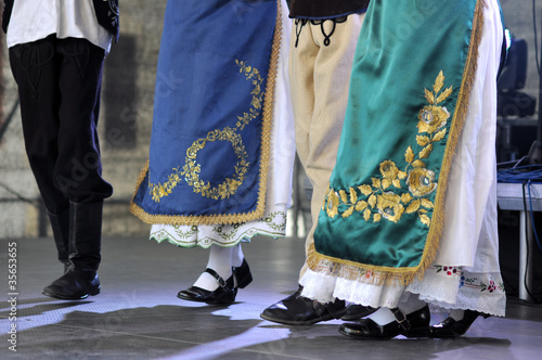 Folk dancer with traditional under skirts