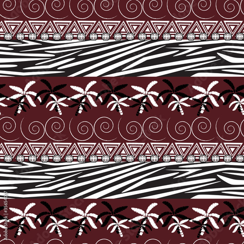 African style seamless pattern with zebra skin and palms
