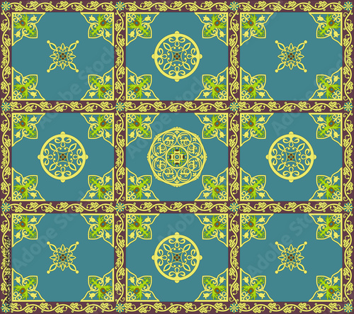 Ornament with floral and geometric elements