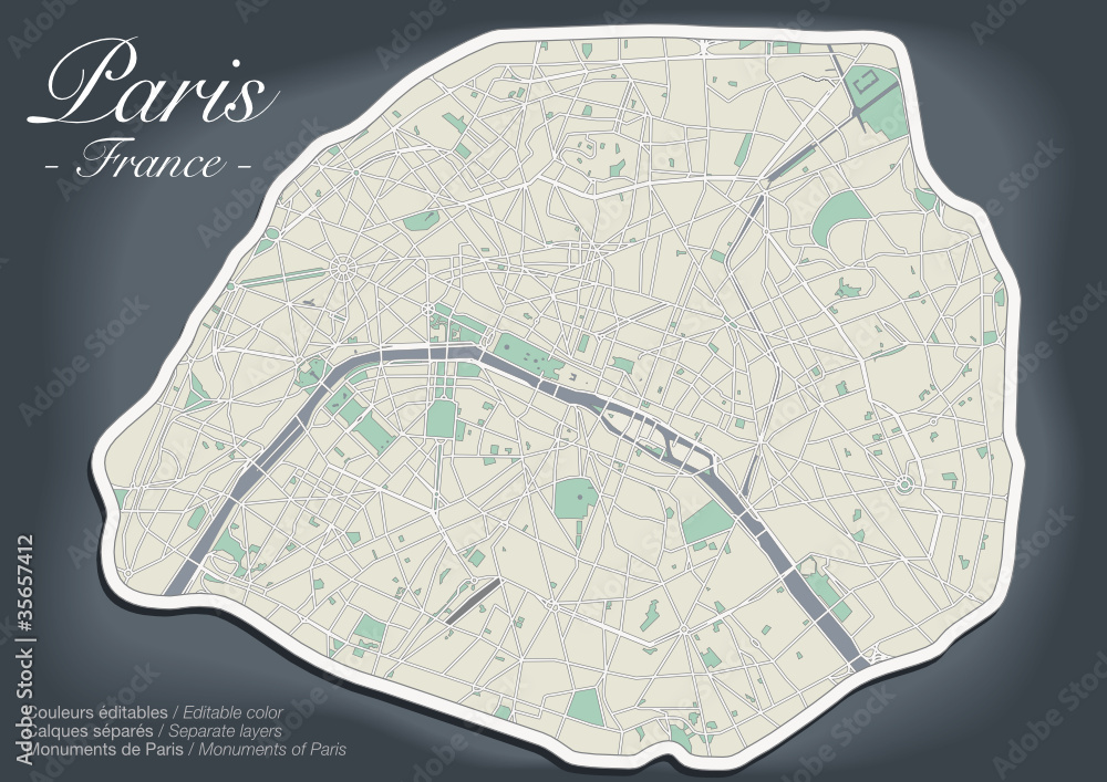 Naklejka premium Plan de Paris - Version Luxe (3)