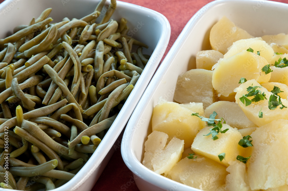 Italian Food, salads. Grenn beans and potatoes. Italian Food, salads. Grenn beans and potatoes.