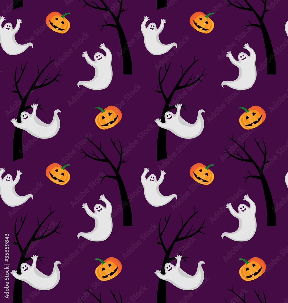 Halloween pattern with ghosts and pumpkins Halloween pattern with ghosts and pumpkins