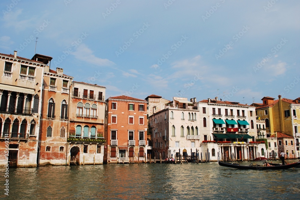 Colorful ancient houses on Grand Canal, Venice, Italy