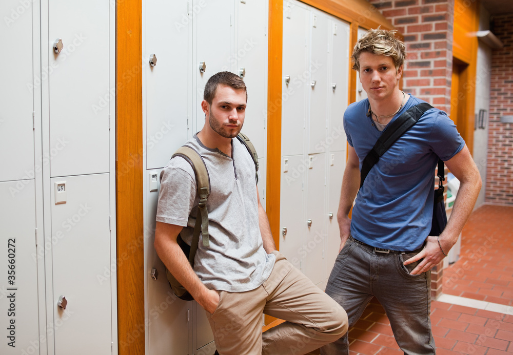 Handsome students standing up Handsome students standing up