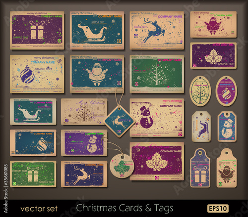 Vintage collection of chipboard Christmas cards.Two colors cards
