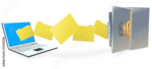 Laptop computer transferring files securely