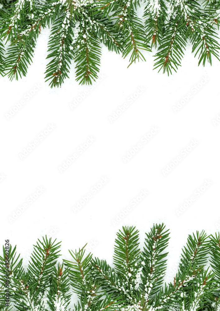 Christmas framework with snow isolated on white background Christmas framework with snow isolated on white background
