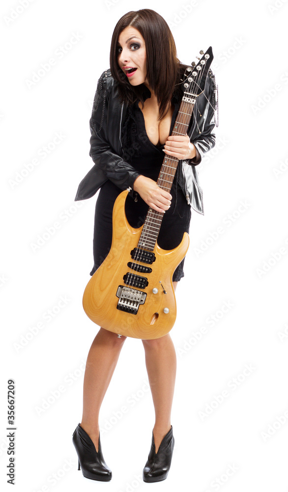 Sexy lady with a guitar