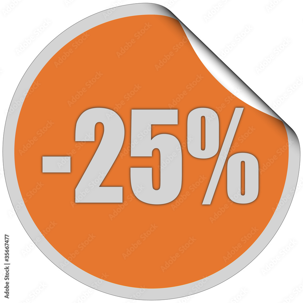 Sticker orange rund curl oben -25 PROZENT Sticker orange rund curl oben -25 PROZENT