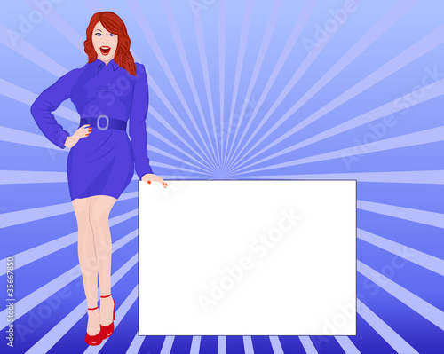 woman on a blue background