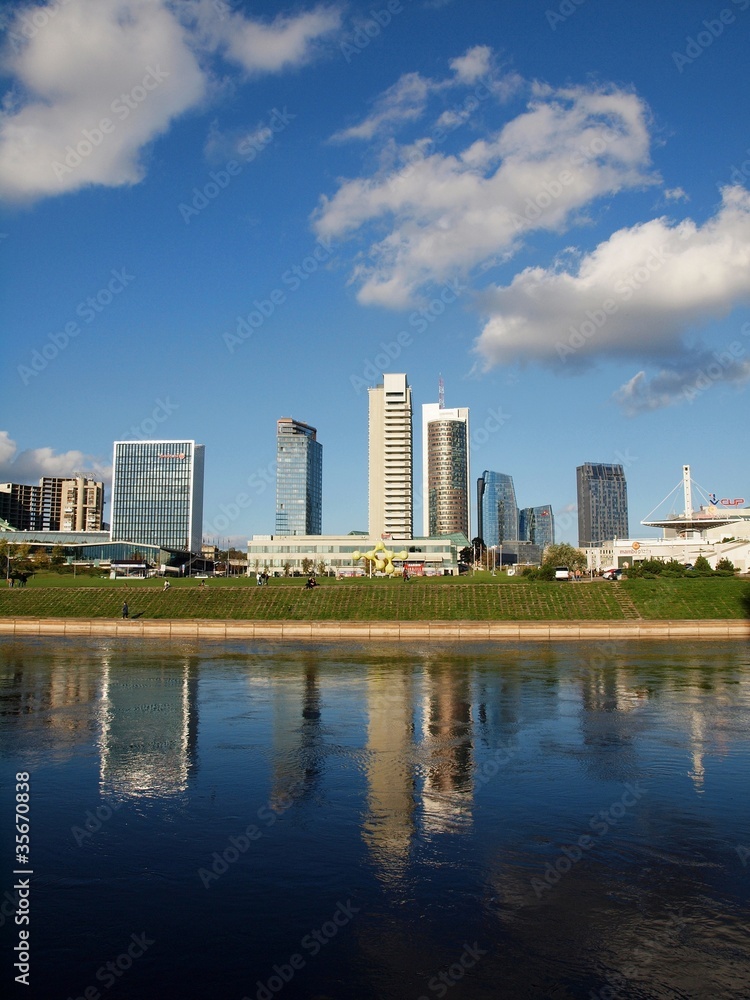 The Vilnius city view with skyscrapers