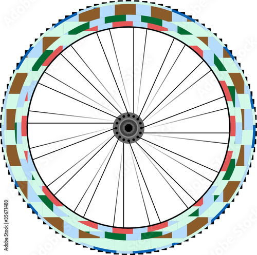 Front wheel of a mountain bike isolated on white