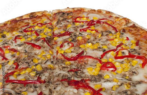 Vegetarian pizza / white background