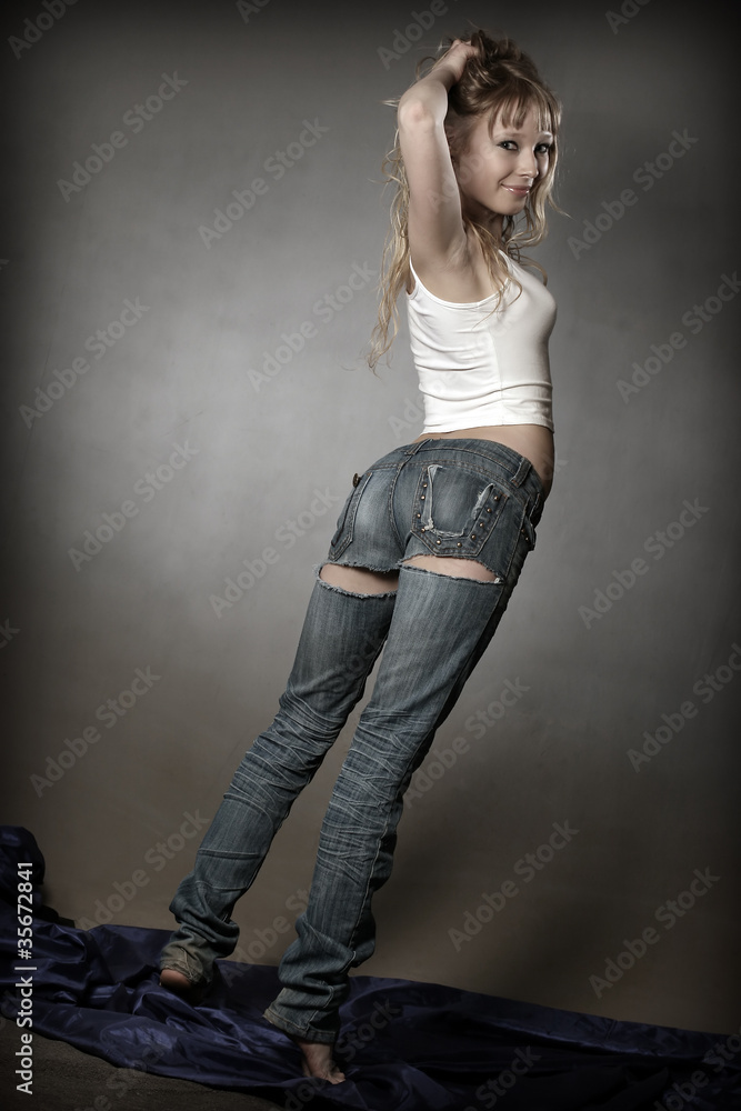 Blond girl in jeans Blond girl in jeans