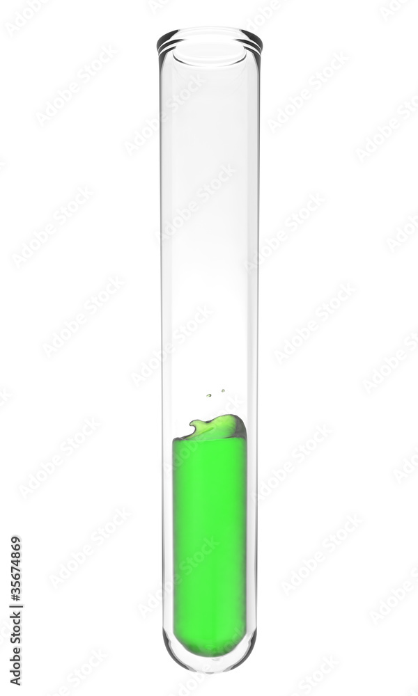 test tube with wavy green liquid inside test tube with wavy green liquid inside