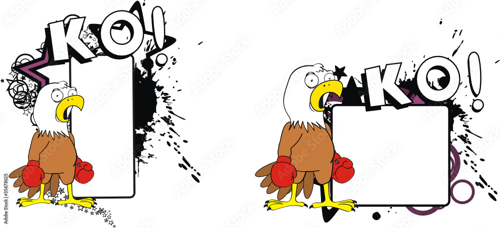 Fototapeta premium eagle boxer cartoon copyspace2