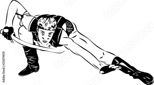 Sketch of the warrior with a sword in ambush