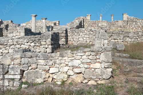 ruins of episcopal complex in ancient city of Byllis, Albania photo
