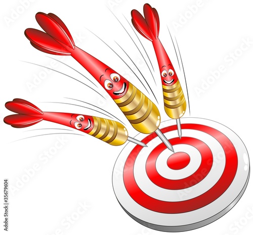 Bersaglio Freccette Sport Cartoon-Target Success Concept-Vector