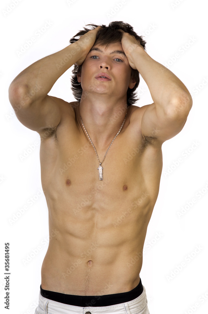 Fototapeta premium Portrait of attractive sports guy