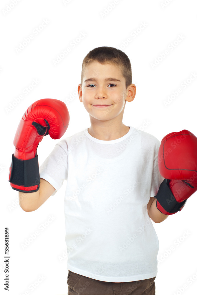 Proud boy with boxing gloves