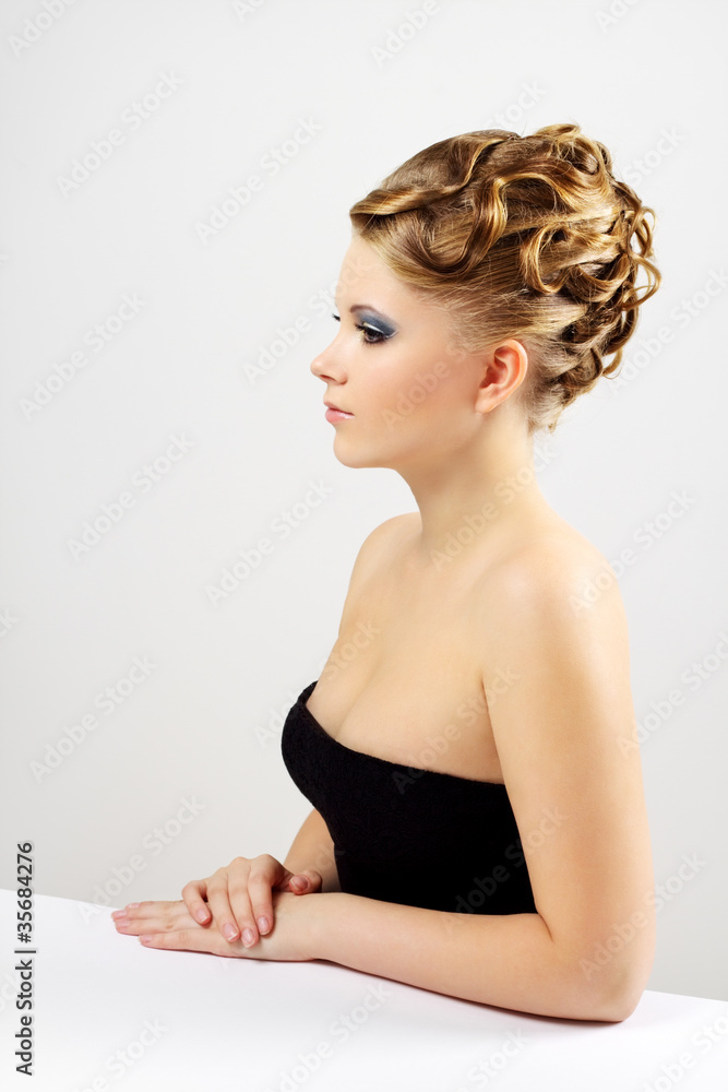 Portrait of a girl with beautiful hairstyle Portrait of a girl with beautiful hairstyle