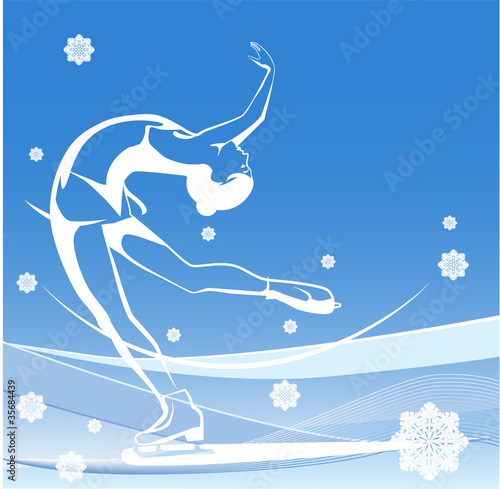 Winter sport. Ladies figure skating.  Ice show.