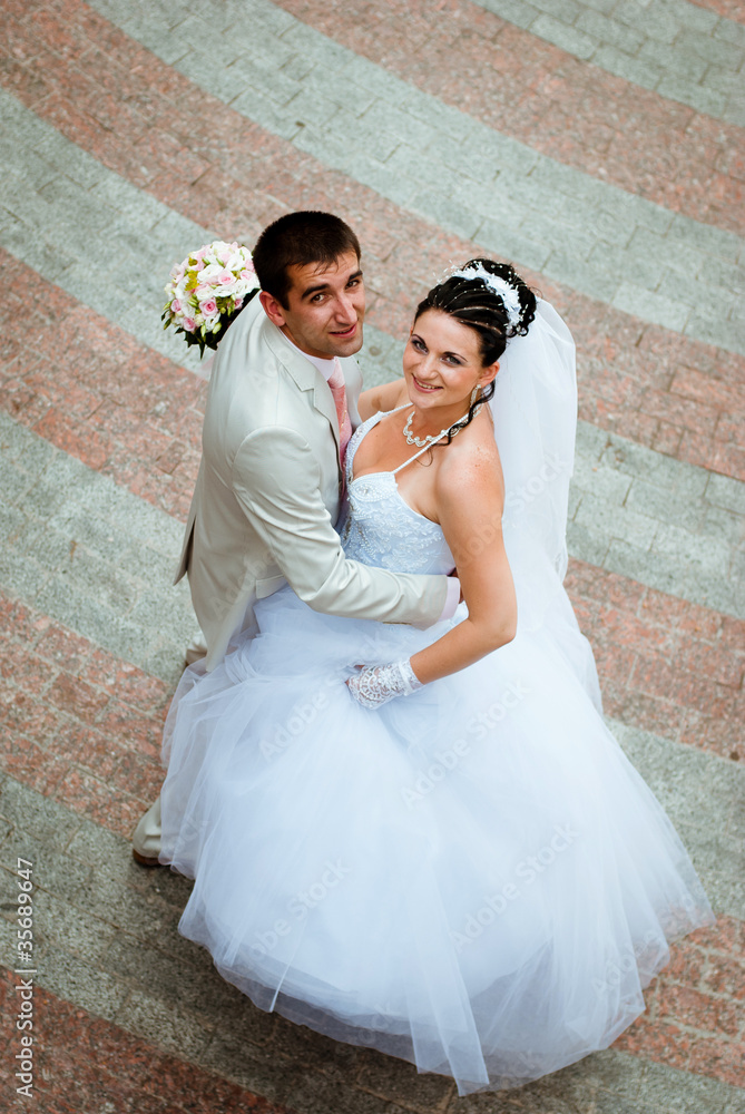 bride and groom over wedding bride and groom over wedding