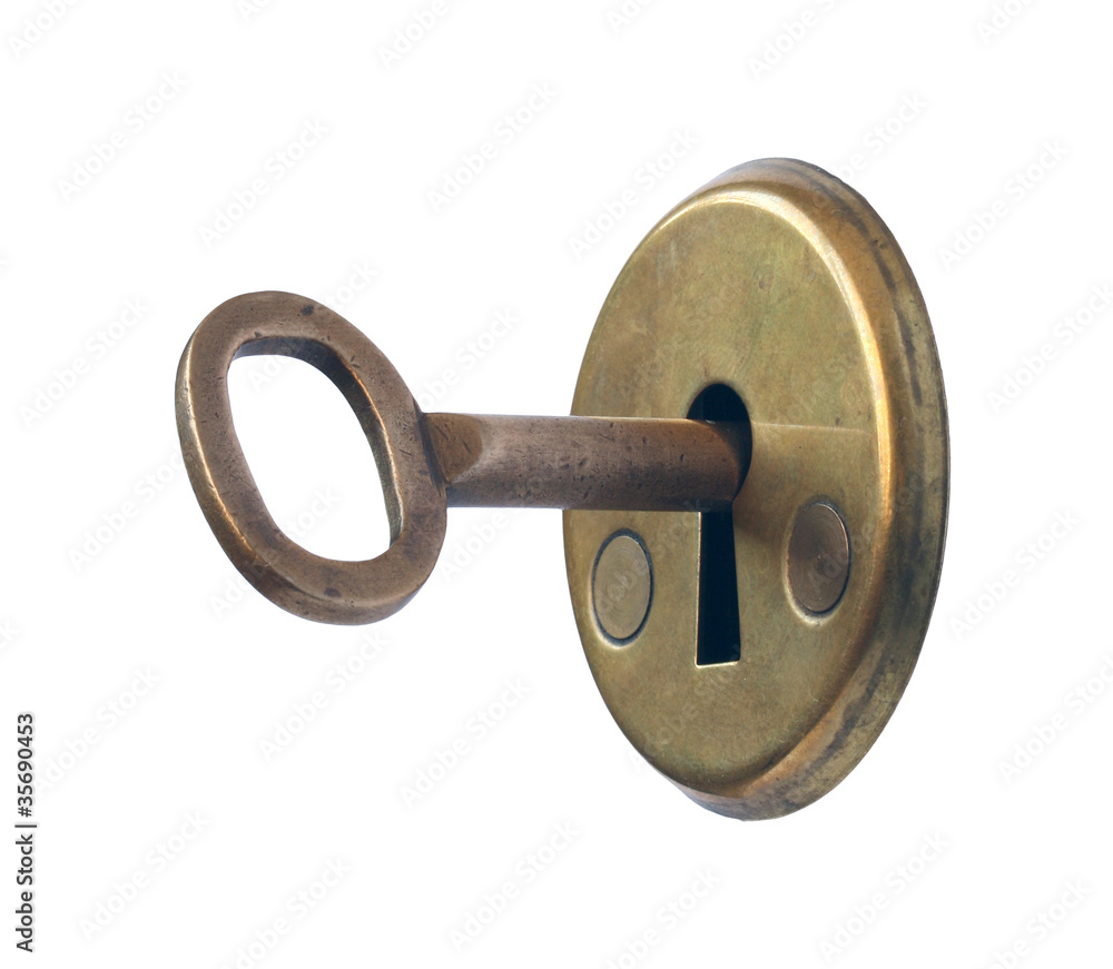 Keyhole and key. Keyhole and key.